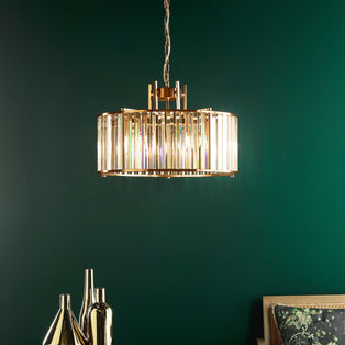 Kiran 5 Light Brass & Crystal Pendant Ceiling Light
