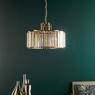 Kiran 5 Light Brass & Crystal Pendant Ceiling Light