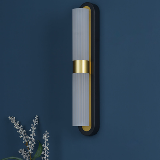 Kira 2-Light Black and Brass Wall Light