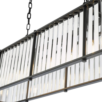 Kiran 7 Light Satin Black and Crystal Ceiling Pendant Bar