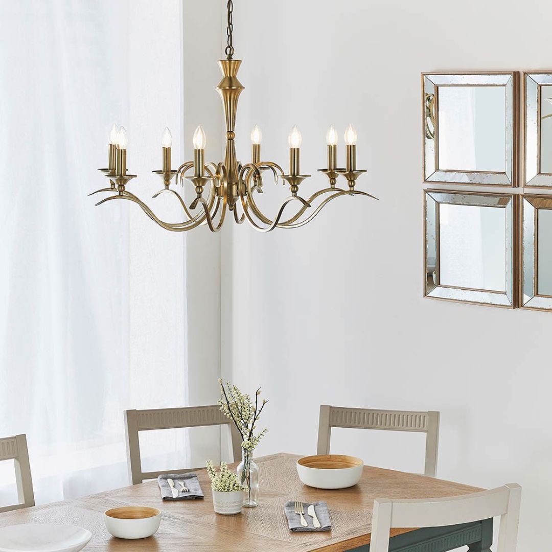 Kora 8 Light Antique Brass Chandelier