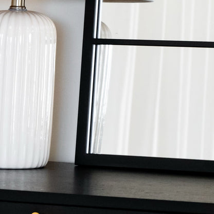 Kyō - Black Metal Rectangle Lattice Window Mirror - 120cm x 95cm