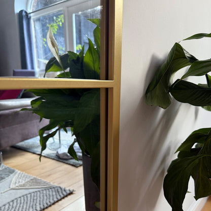 Kyō - Full Length Gold Metal Rectangle Lattice Grid Mirror - 150cm x 60cm