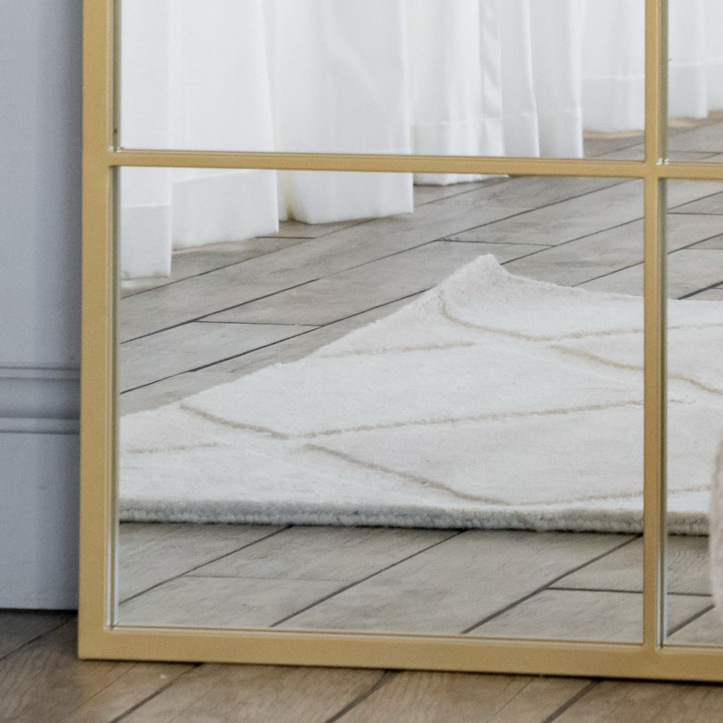 Kyō - Full Length Gold Metal Rectangle Lattice Grid Mirror - 180cm x 90cm