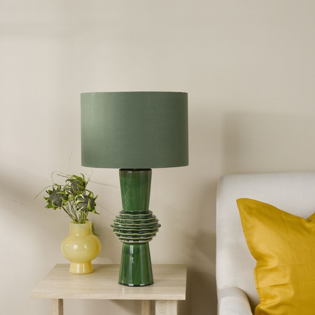 Lagle Green and Antique Brass Table Lamp