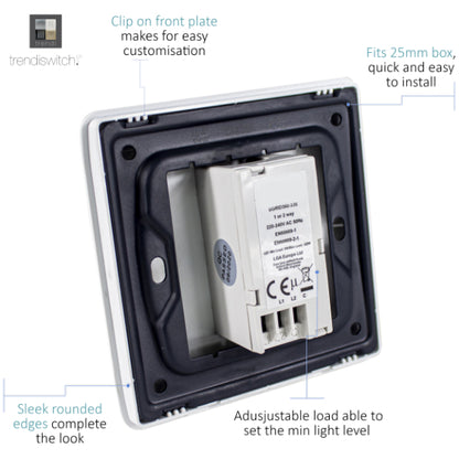 Trendi Switch 1 Gang LED Dimmer In Matt Black