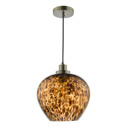 Leandra Tortoiseshell Glass and Antique Brass Ceiling Pendant