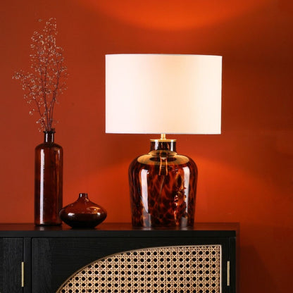 Leandra Dual Light Tortoiseshell Glass Table Lamp