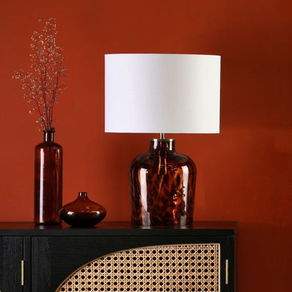 Leandra Dual Light Tortoiseshell Glass Table Lamp