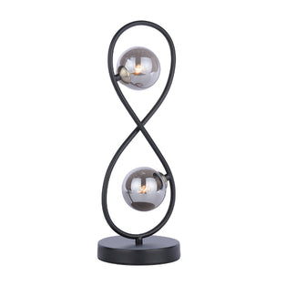 Lena 2 Light Black Table Lamp with Glass Shades