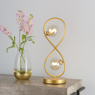 Lena 2 Light Satin Brass Table Lamp