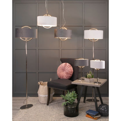 Lodato Polished Nickel LED Floor Lamp with Grey Shade