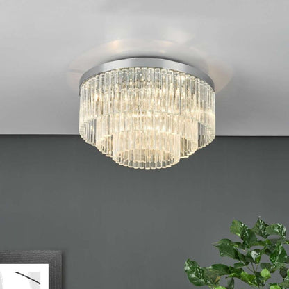 Logan Polished Chrome & Glass Flush Ceiling Light