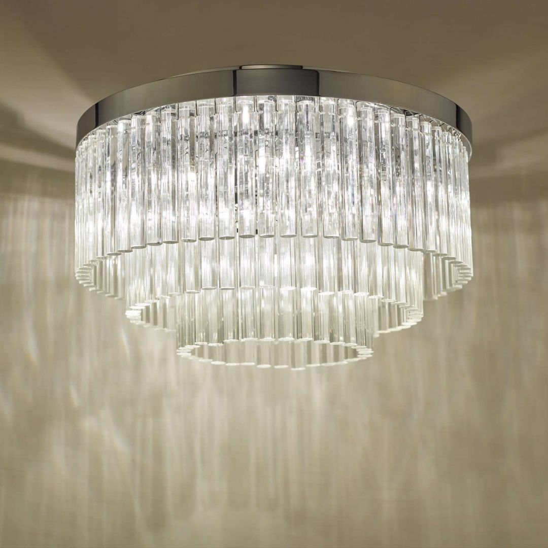 Logan Polished Chrome & Glass Flush Ceiling Light