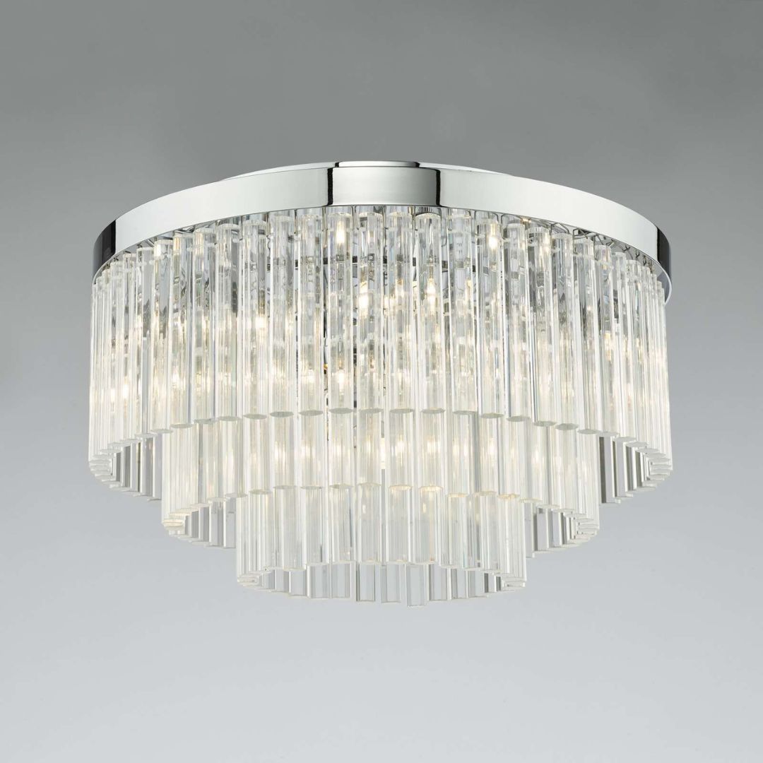 Logan Polished Chrome & Glass Flush Ceiling Light