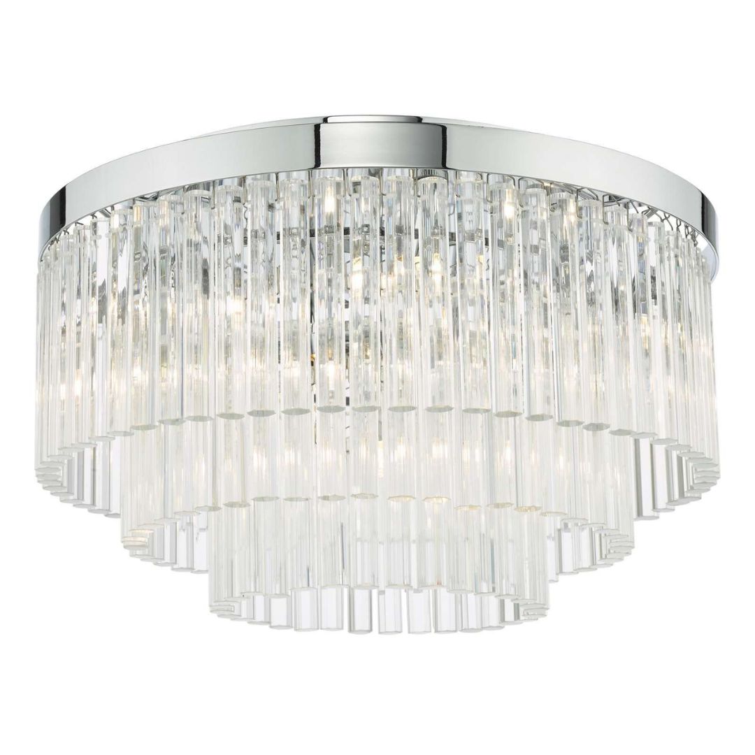 Logan Polished Chrome & Glass Flush Ceiling Light