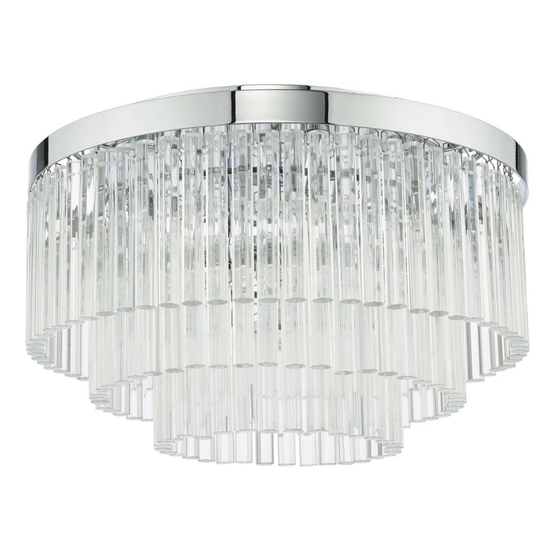 Logan Polished Chrome & Glass Flush Ceiling Light