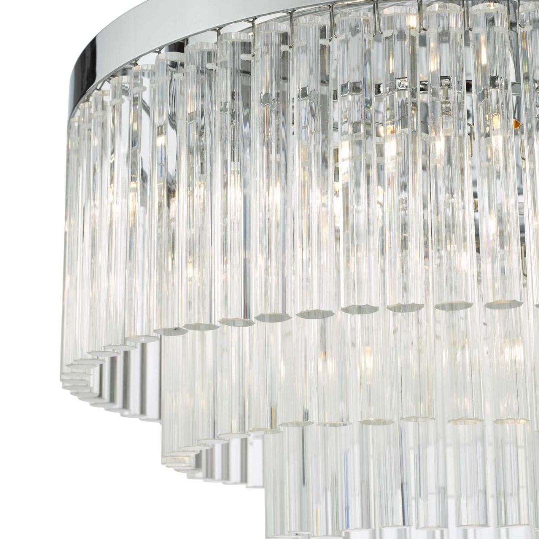 Logan Polished Chrome & Glass Flush Ceiling Light