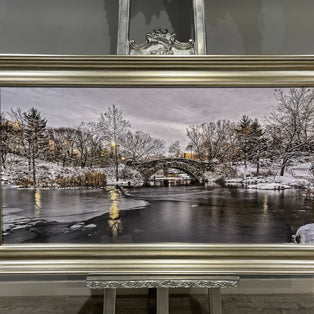 Winter Scene 100x50 Champagne Framed Wall Art
