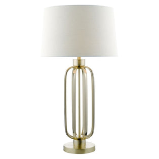 Lucie Satin Brass Table Lamp with White Shade