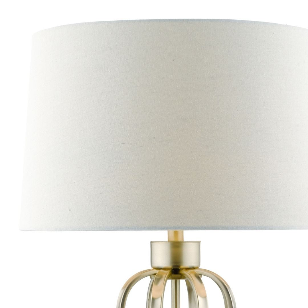 Lucie Satin Brass Table Lamp with White Shade