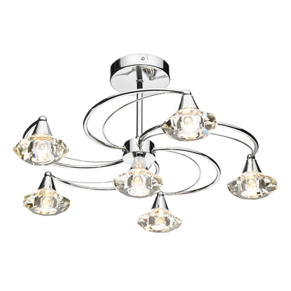Luther 6 Light Semi-Flush Silver Ceiling Light
