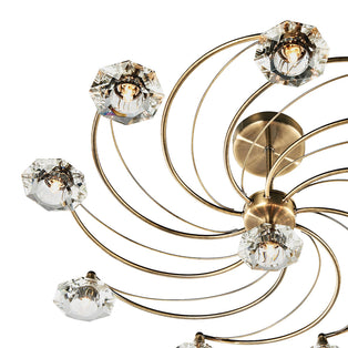 Luther 10 Light Semi-Flush Gold Ceiling Light