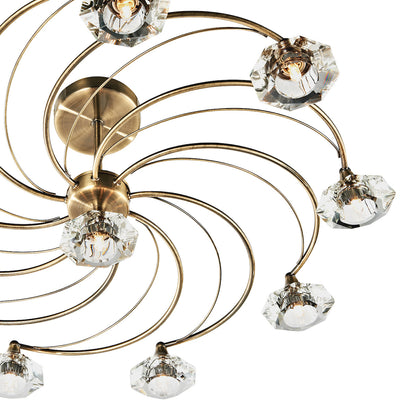 Luther 10 Light Semi-Flush Gold Ceiling Light