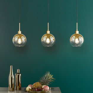 Lycia 3 Light Satin Gold Ceiling Pendant Bar with Ombre Glass Shades