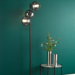 Lycia 3 Light Black & Ombre Glass Floor Lamp