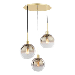 Lycia 3 Light Polished Gold Cluster Ceiling Pendant with Ombre Glass Shades