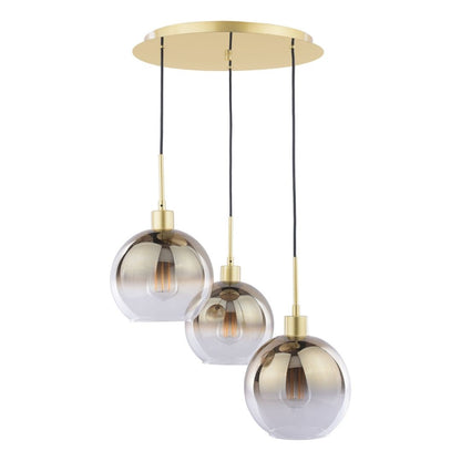 Lycia 3 Light Polished Gold Cluster Ceiling Pendant with Ombre Glass Shades