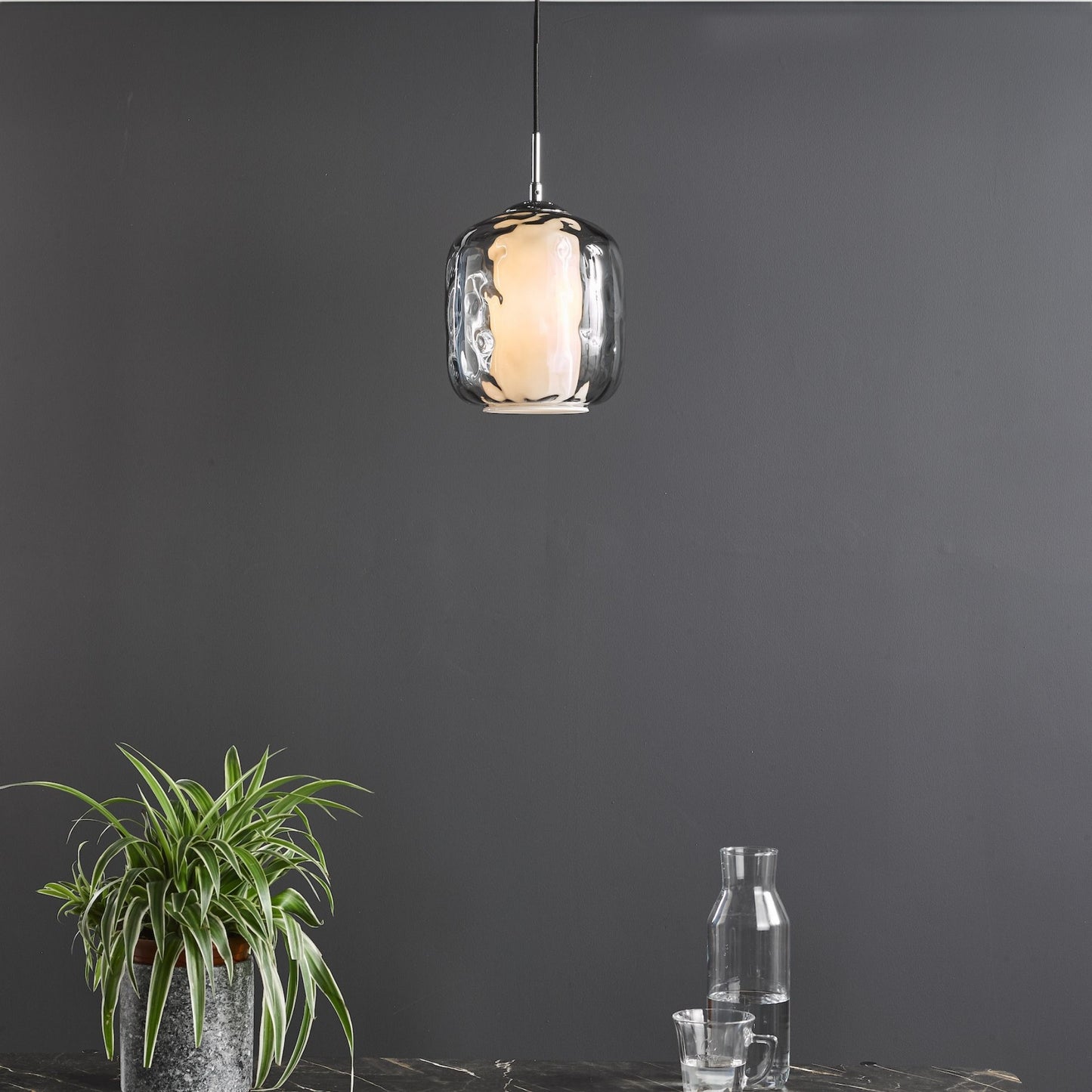Majella Chrome & Smoked Glass Pendant Ceiling Light