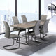 Michigan Extendable 1.4M to 1.8M Gloosy Wooden Table with 6 Grey Chairs Dining Set