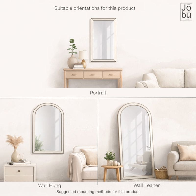 Mio - Full Length Black & Gold Metal Arched Window Mirror - 180cm x 105cm.