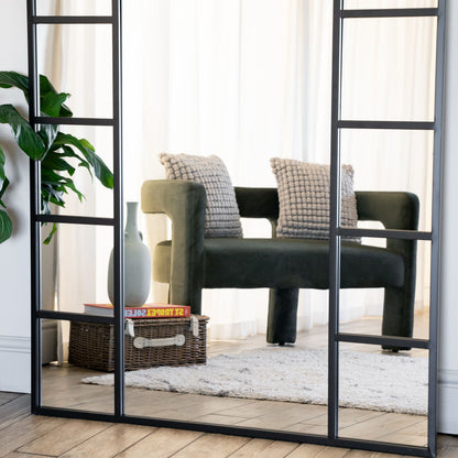 Mio - Full Length Black Metal Arched Window Mirror - 180cm x 105cm