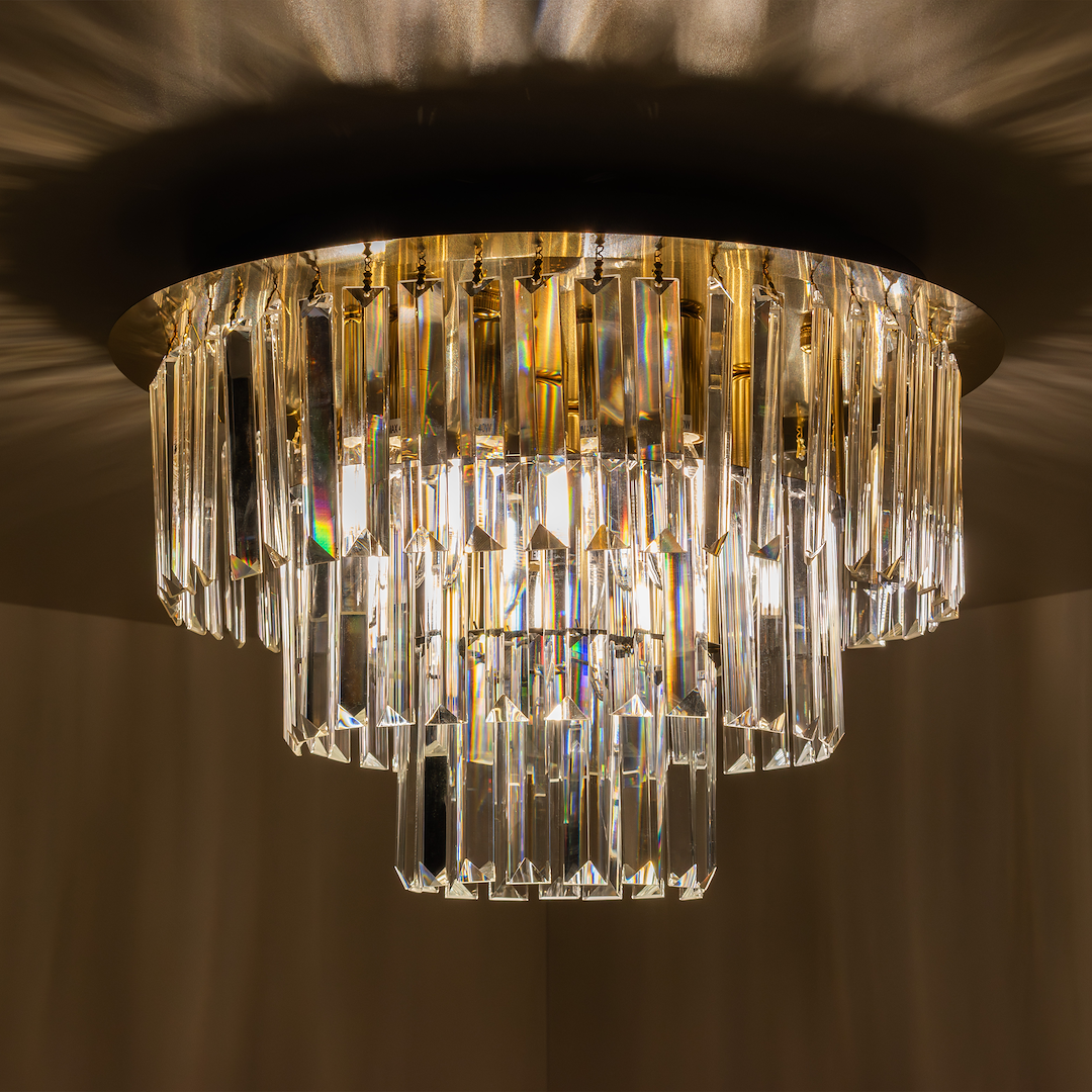 Milano Gold 6 Light Crystal Ceiling Light 45cm