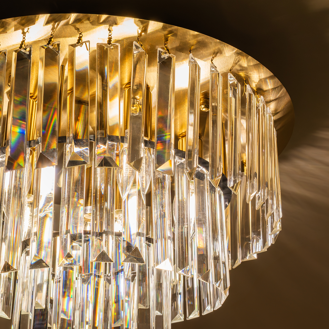 Milano Gold 6 Light Crystal Ceiling Light 45cm
