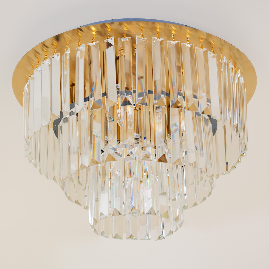 Milano Gold 6 Light Crystal Ceiling Light 45cm