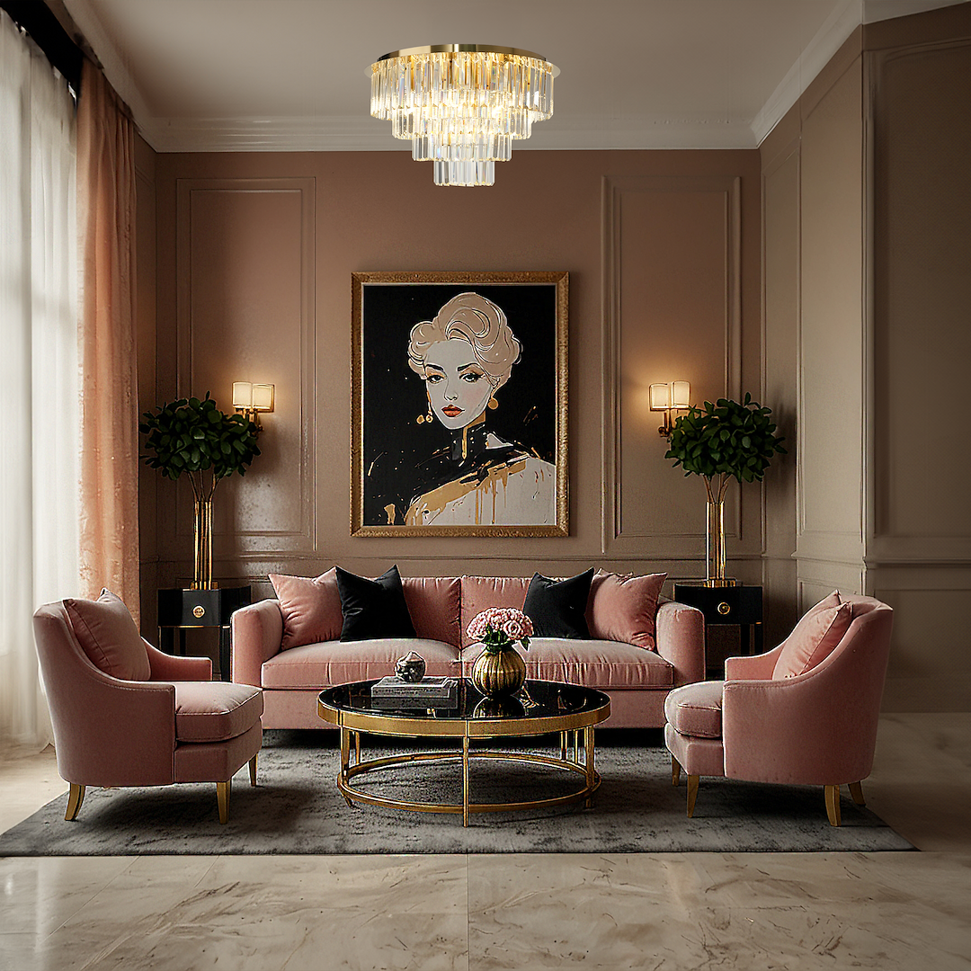 Milano Gold 9 Light Crystal Ceiling Light 60cm