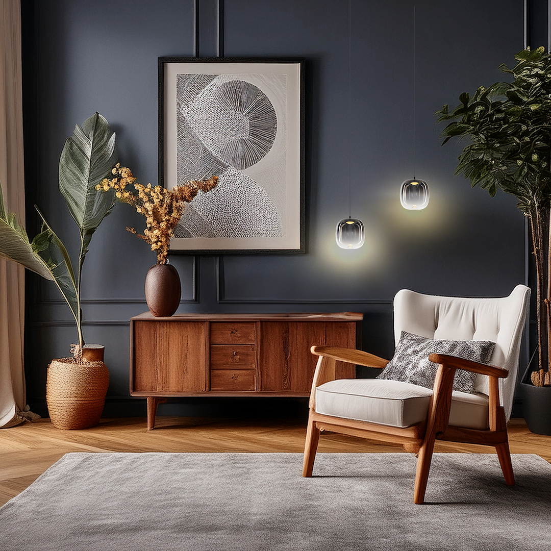 Vaso Black Glass Pendant Light 15cm