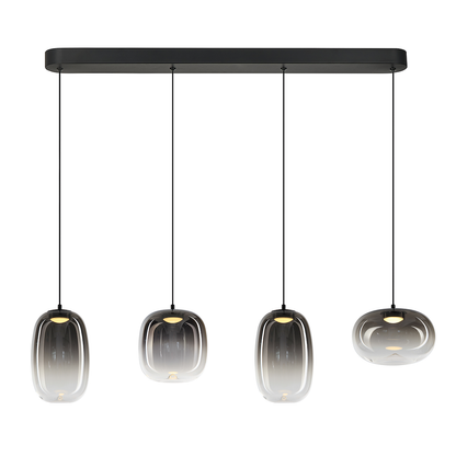 Vaso Black 4 Light Glass Pendant Bar