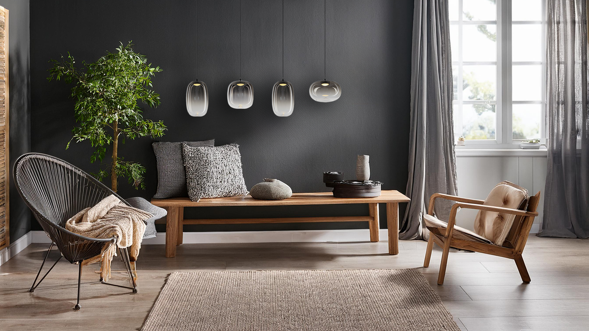 Vaso Black 4 Light Glass Pendant Bar