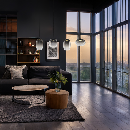 Vaso Black 4 Light Glass Pendant Bar
