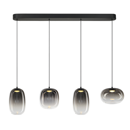 Vaso Black 4 Light Glass Pendant Bar