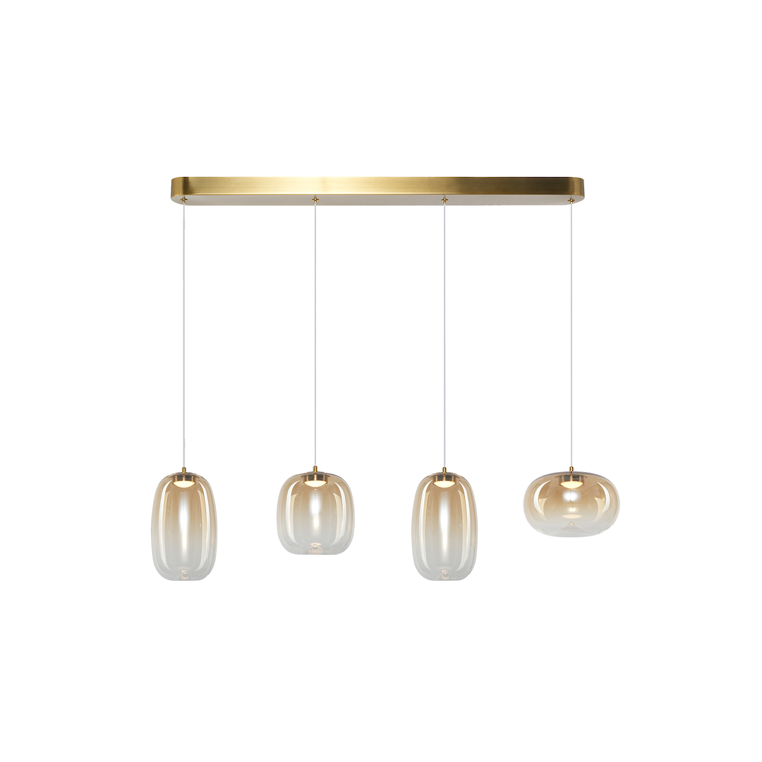 Vaso Gold 4 Light Glass Pendant Bar