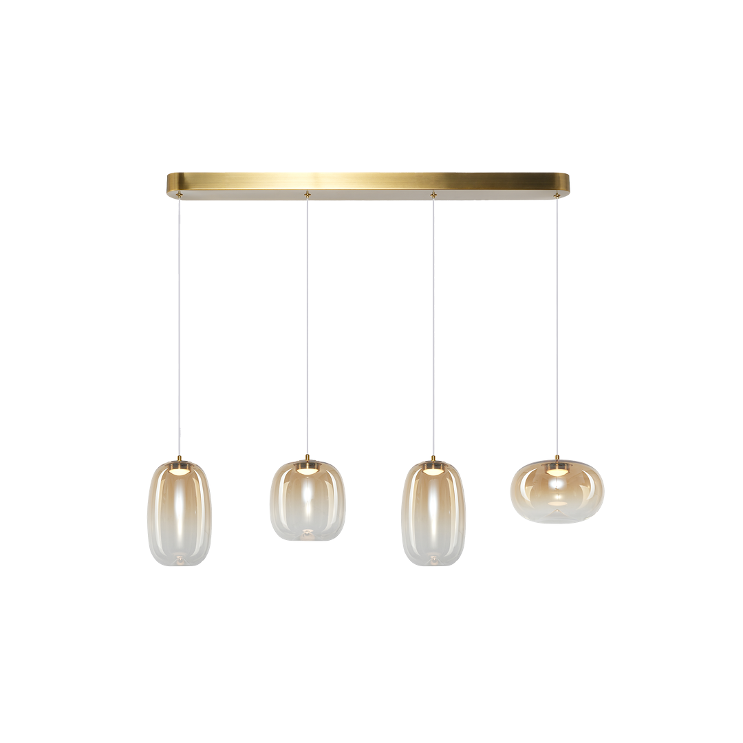 Vaso Gold 4 Light Glass Pendant Bar