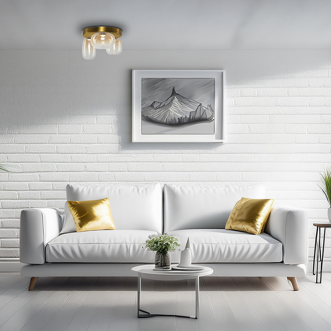 Vaso Gold Glass Ceiling Light