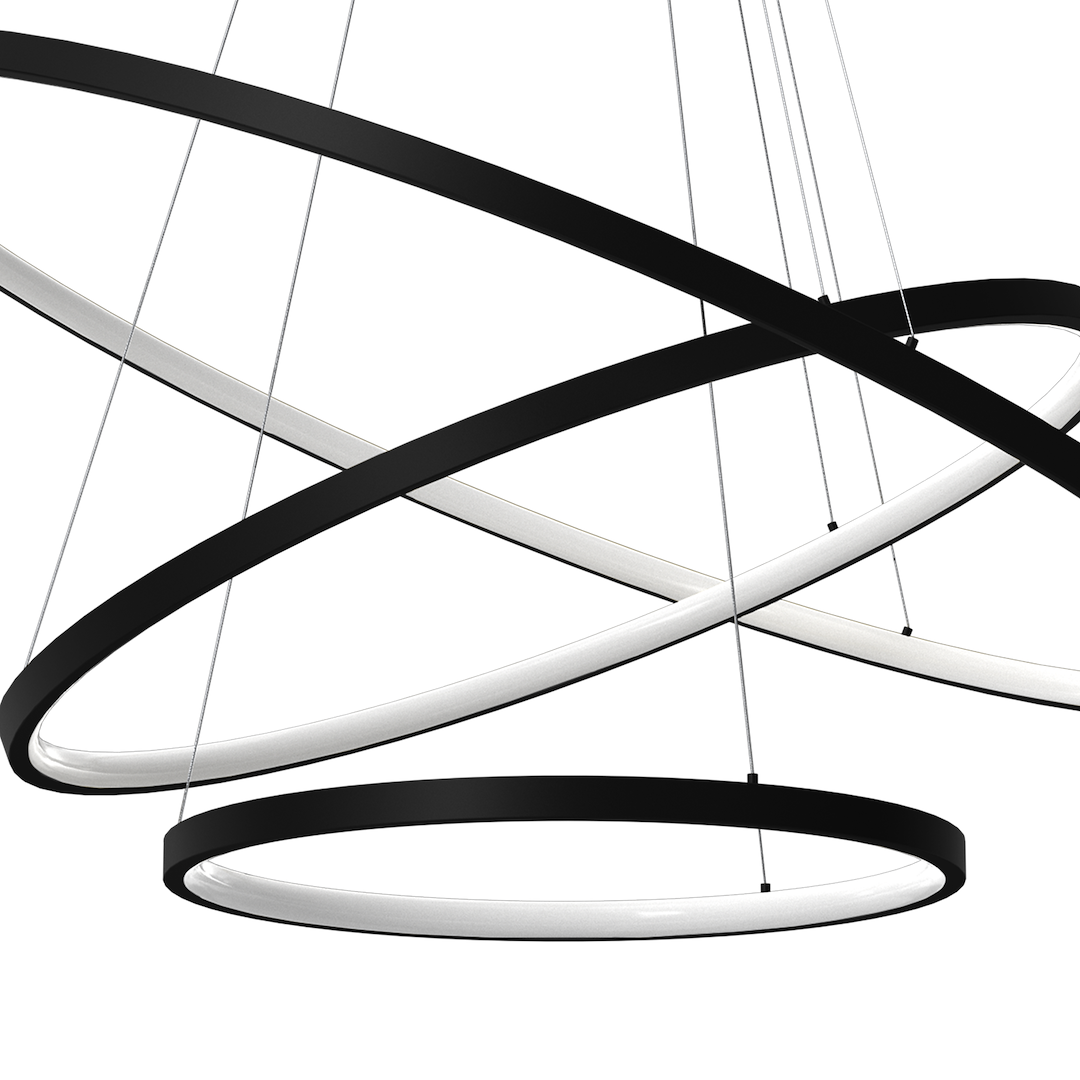 Hoop Black 3 Ring Multi-Light Pendant