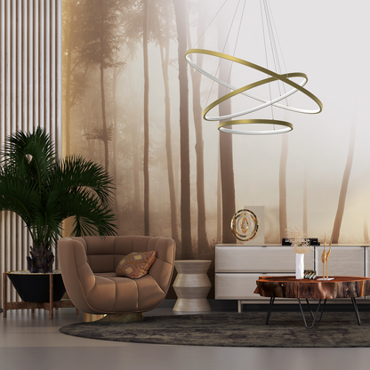 Hoop Gold 3 Ring Multi-Light Pendant